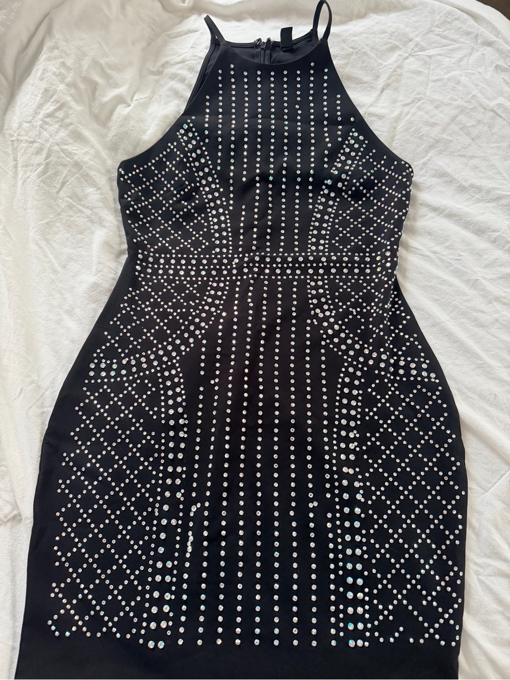 Windsor Black Mini Dress with Silver rhinestones